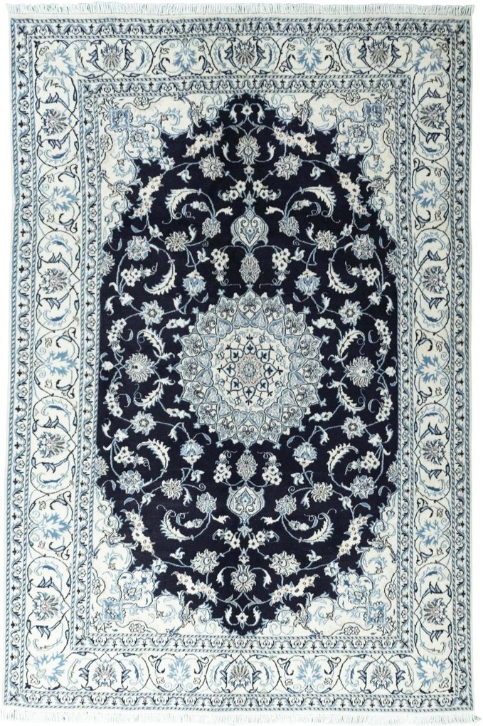Nain Tappeto 190x290 Blu (Iran) Annodato A Mano