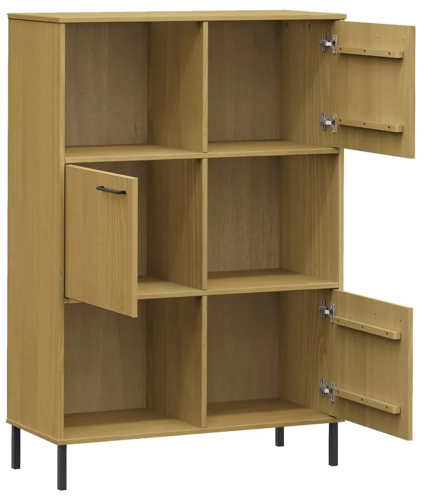 Libreria con gambe metallo marrone 90x35x128,5 cm massello oslo