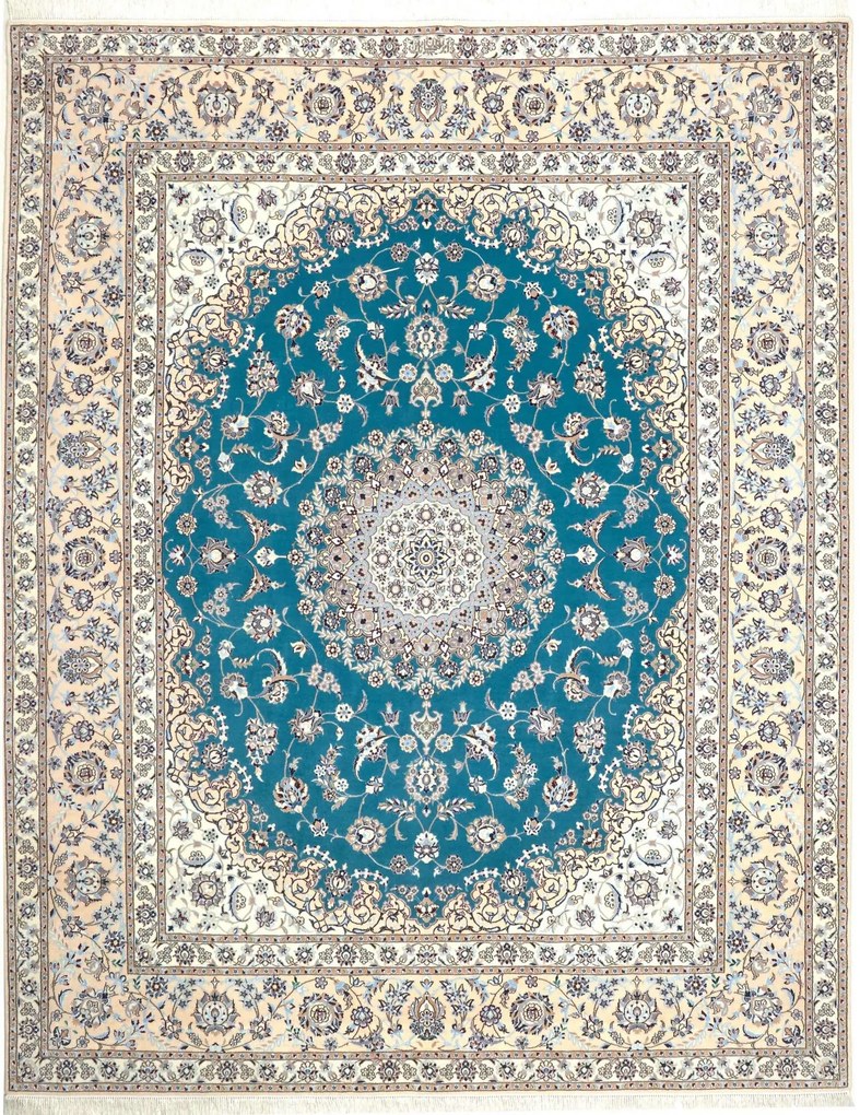 Nain Tappeto 210 x 260 Verde (Iran) Annodato A Mano