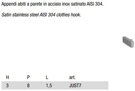 Antonio Lupi Just7 Appendiabiti a parete in acciaio Inox satinato