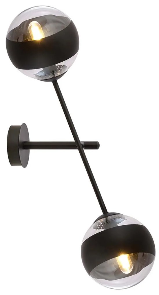 Applique Contemporaneo Yama Acciaio Nero 2 Luci E14 Ip20