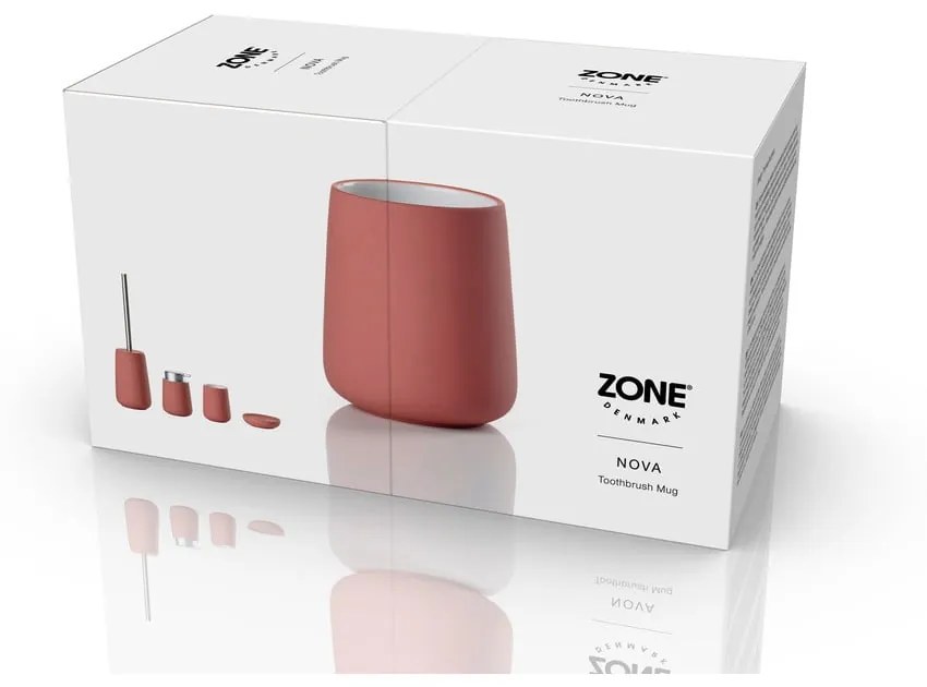 Tazza di terracotta rossa per spazzolini da denti Nova - Zone