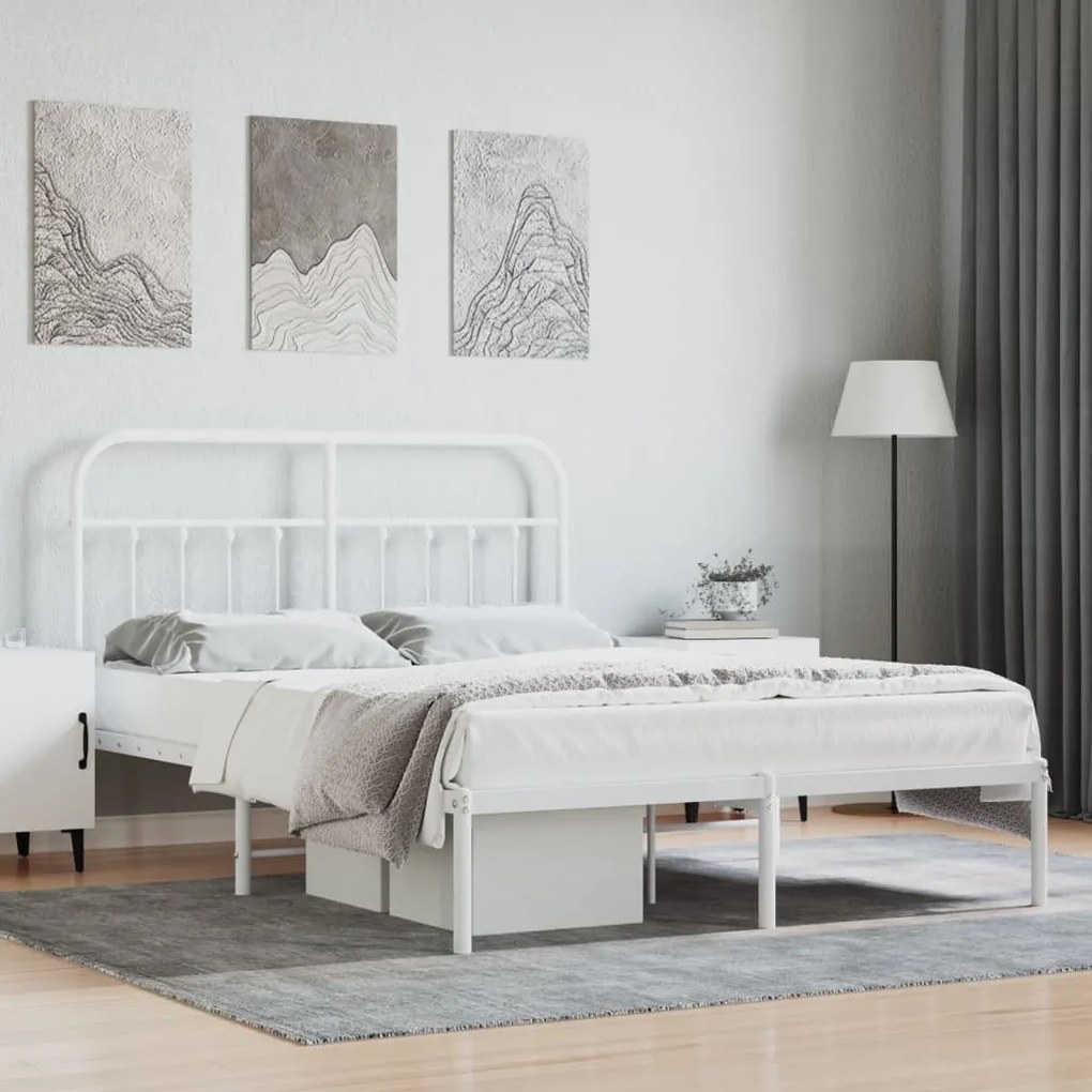 Giroletto Con Testiera Metallo Bianco 135x190 Cm /