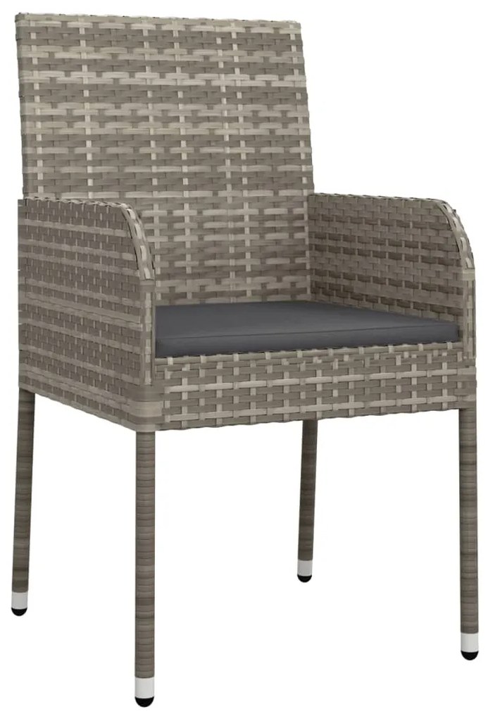 Set mobili giardino 11 pz con cuscini polyrattan nero e grigio