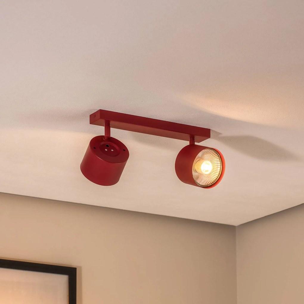 Argon Faretto da soffitto Chloe orientabile a 2 luci, rosso