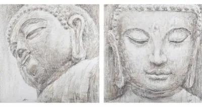 Quadro DKD Home Decor Buddha Orientale 80 x 3,5 x 80 cm (2 Unità)