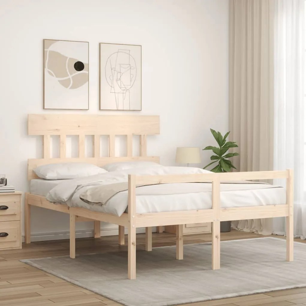 Letto per Anziani con Testiera 140x190 cm in Legno Massello