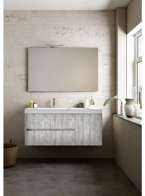 Mobile sottolavabo e lavabo Portofino grigio antico in mdf L 120 x H 50.5 x P 40 cm, 1 anta 2 cassetti