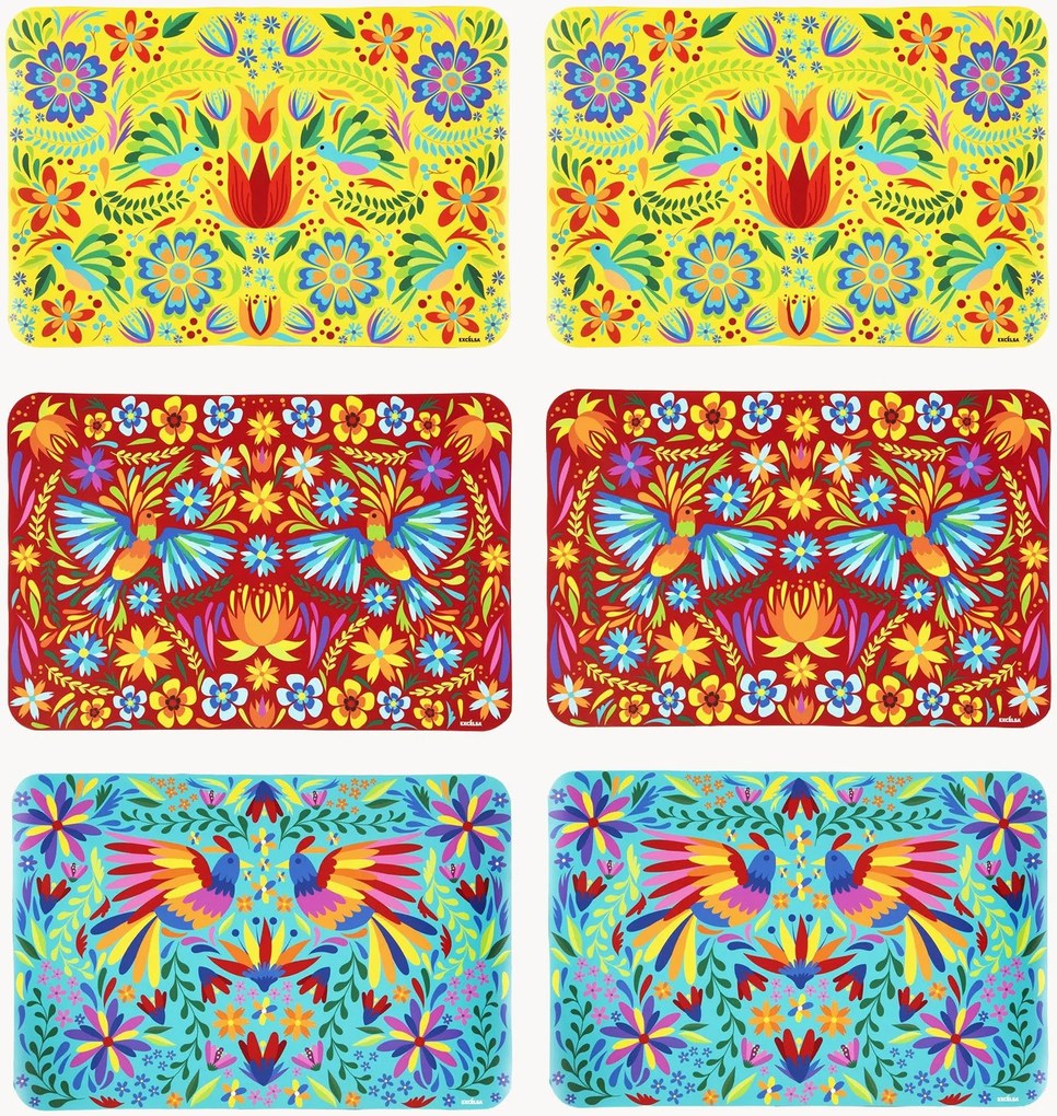 Set di 6 tovagliette americane Mexican Flowers