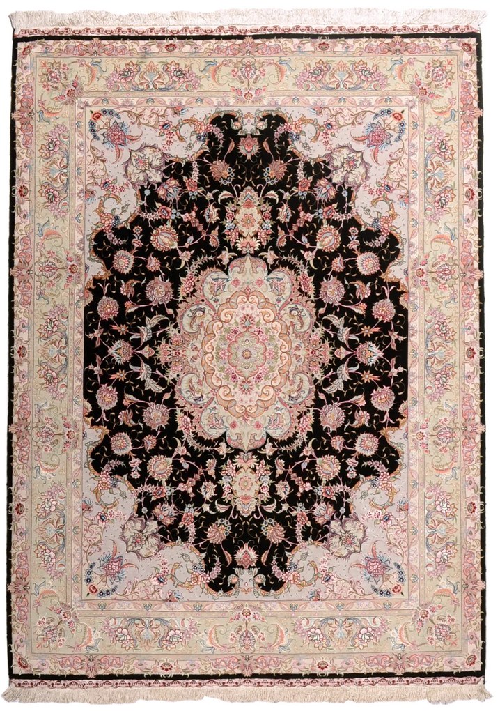Tabriz Tappeto persiano 150x210 Nero (Iran) Annodato A Mano