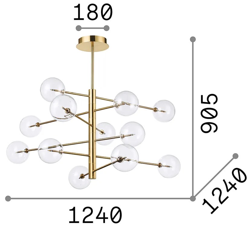 Sospensione Contemporanea Equinoxe Metallo Cromo 12 Luci 2W 3000K Luce Calda