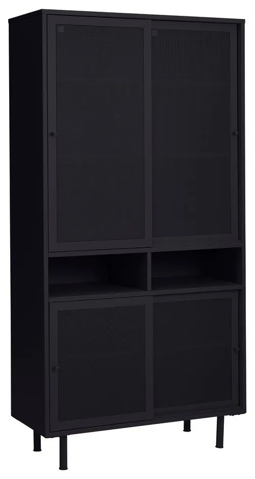 Armadietto nero in metallo con porte scorrevoli 90x180x40 cm Veep – Unique Furniture