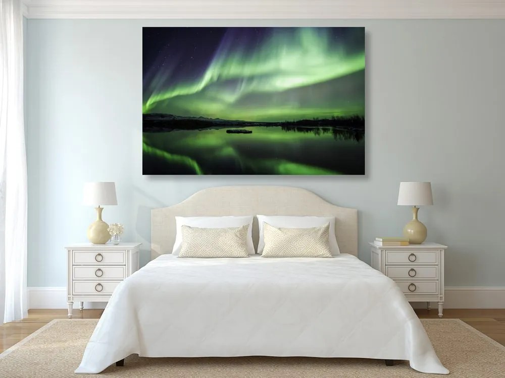 Stampa su tela – Aurora boreale verde