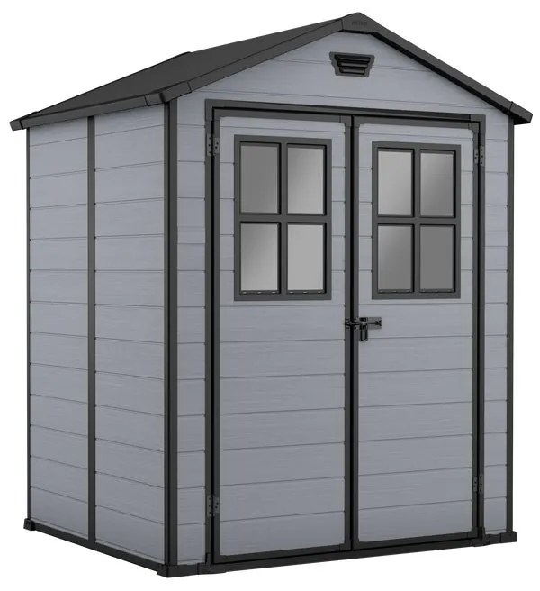 Casetta da giardino in polipropilene grigio 1.5 x 1.5 m, superficie esterna 2.5 m² e spessore parete 16 mm, con pavimento e porta a due ante, KETER Exclusive