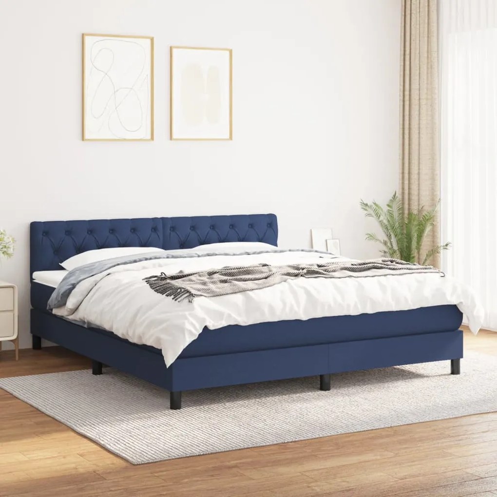 Giroletto A Molle Con Materasso Blu 160x200 Cm İn Tessuto /