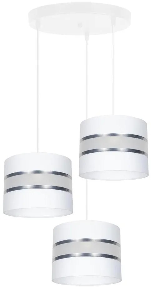 Lampadario a sospensione con filo CORAL 3xE27/60W/230V bianco/cromo diametro 45 cm