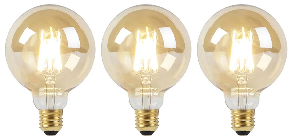 Set 3 lampade LED E27 dim-calde G95 oro 8W 806 lm 2000-2700K