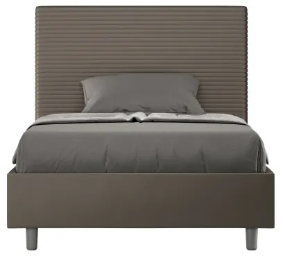 Letto matrimoniale francese contenitore imbottito 140x200 similpelle cappuccino Focus