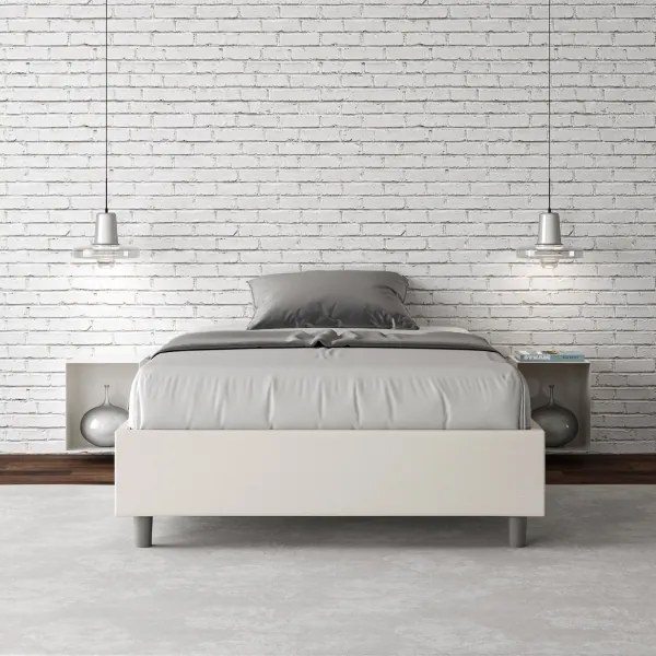 Letto Sommier senza rete imbottito 140x190 similpelle bianco Azelia