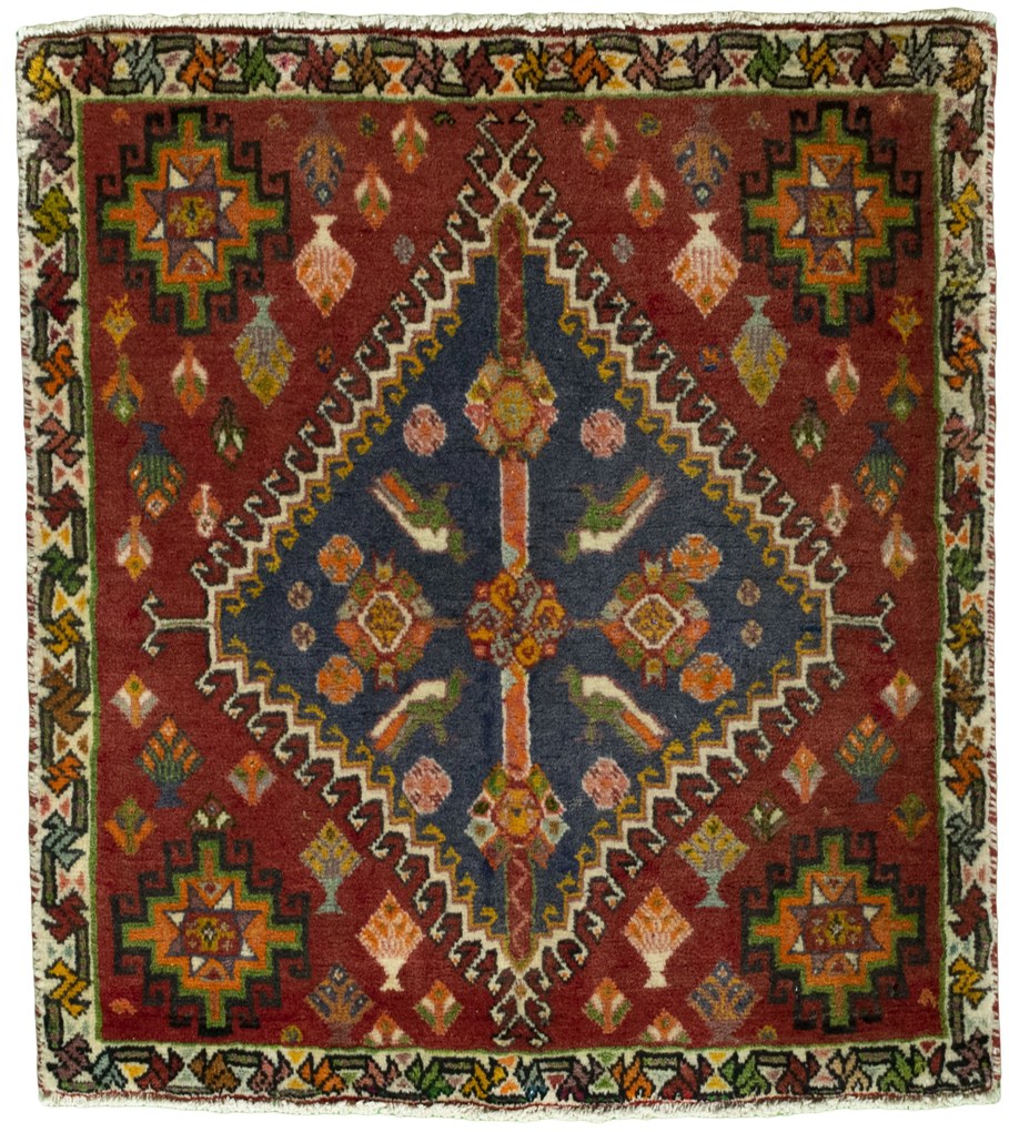 Shiraz Tappeto persiano 70x60 Rosso (Iran) Annodato A Mano