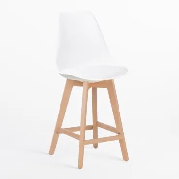 Pacco Di 2 Sgabelli Alti 65 Cm Con Cuscino In Similpelle Nordic Bianco - Sklum