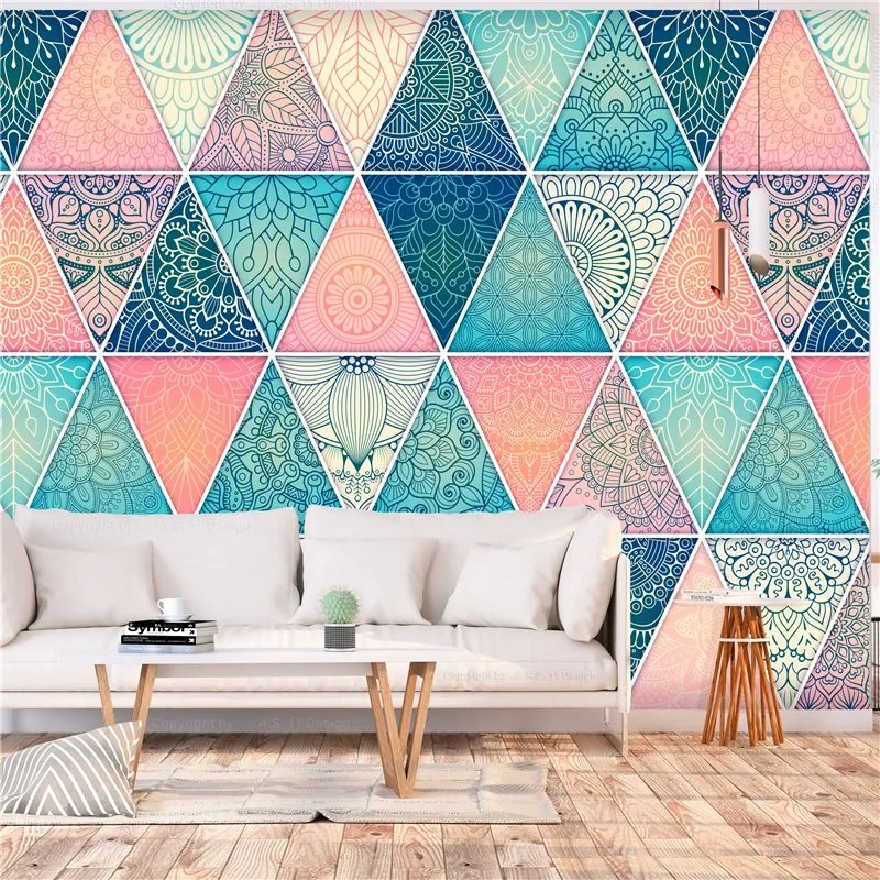 Fotomurale  Oriental Triangles  Colore Bianco, Dimensioni e Misure 300x210