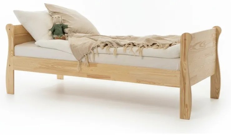 Letto da bambini di colore naturale in pino massiccio con rete inclusa 90x180 cm Roma – Adeko