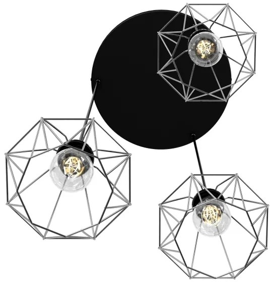 Lampadario su corda   BERGEN 3xE27/60W/230V nero/cromato lucido