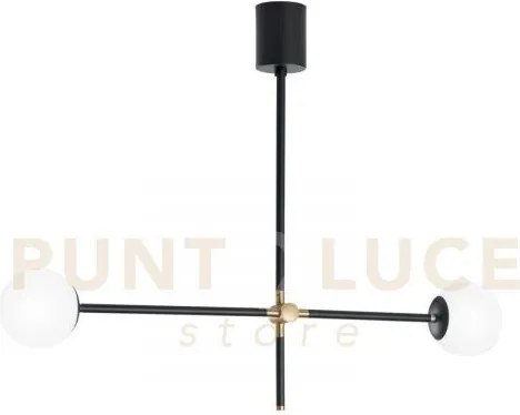 Lampadario a sospensione antitesi nera e oro 2 luci attacco e14 91x...