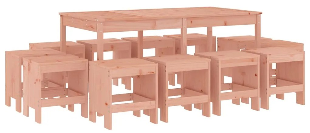 Set da pranzo per giardino 13 pz in legno massello di douglas