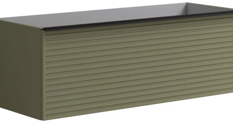 Mobile da bagno sospeso sotto lavabo L 120 x H 40 x P 45.5 cm verde laccato opaco, 1 cassetto Pixel stripes