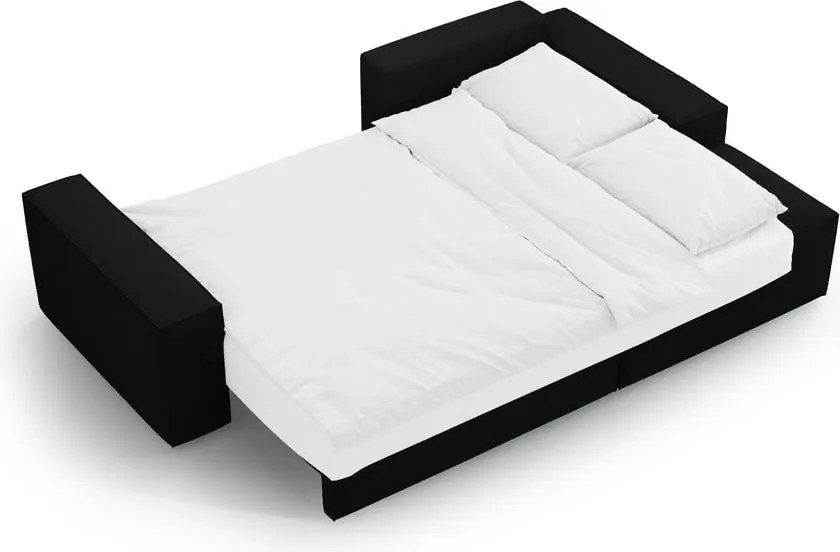 Divano letto angolare nero in tessuto bouclé (angolo destro) Jodie - Micadoni Home