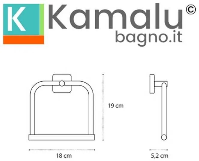 Kamalu - portasciugamani semianello in acciaio inox finitura bianca opaca | clode-b