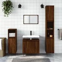 Set Mobili da Bagno 3 pz Rovere Marrone in Legno Multistrato 3187796