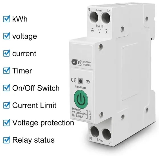 Immax NEO 07574L - Interruttore Smart Monofase 1-63A Wi-Fi Tuya