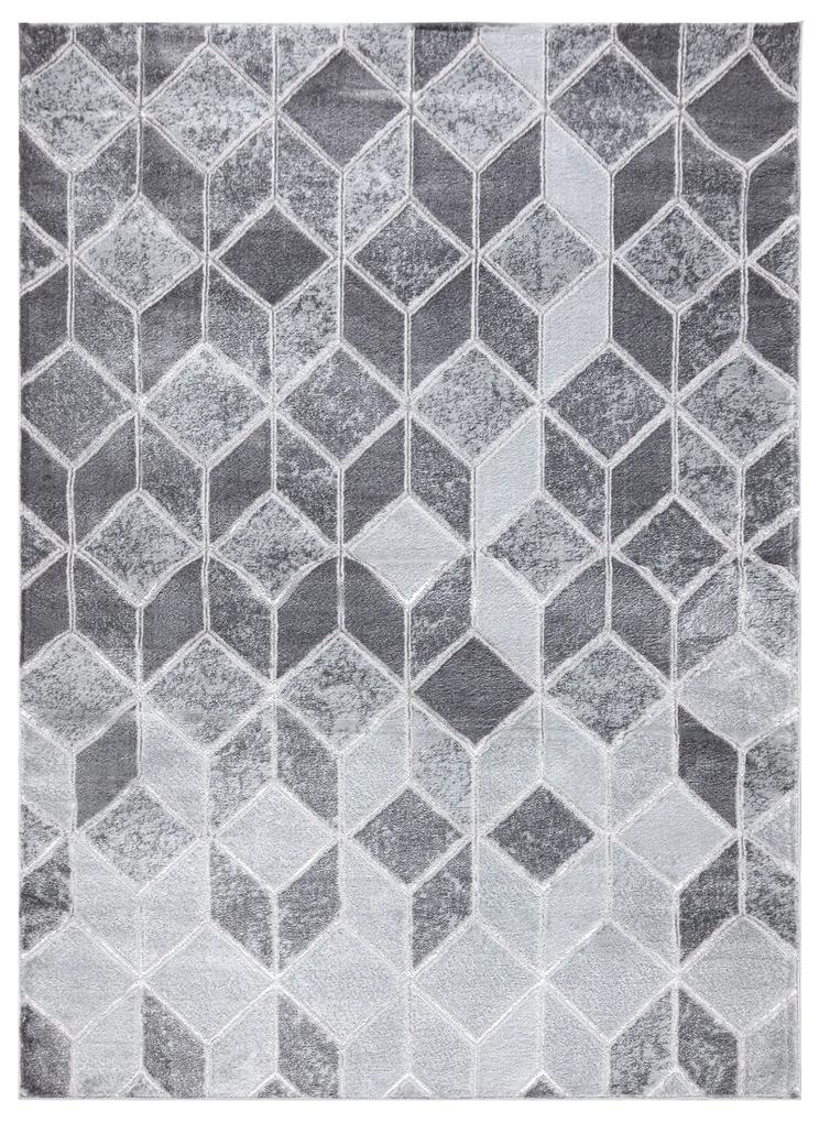 Tappeto MEFE moderno B400 Cubo, geometrico 3D - Structural due livelli di pile grigio scuro