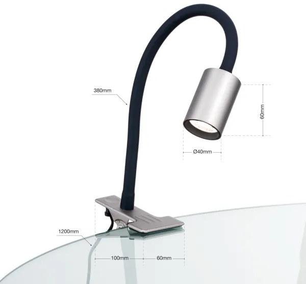Orion Str 10-489- LED Lampada da tavolo flessibile con clip KURT LED/5W/230V argento