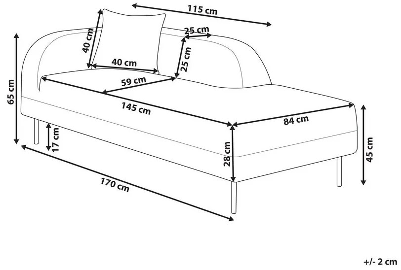 Chaise longue velluto rosa pesca sinistra LE CRAU Beliani