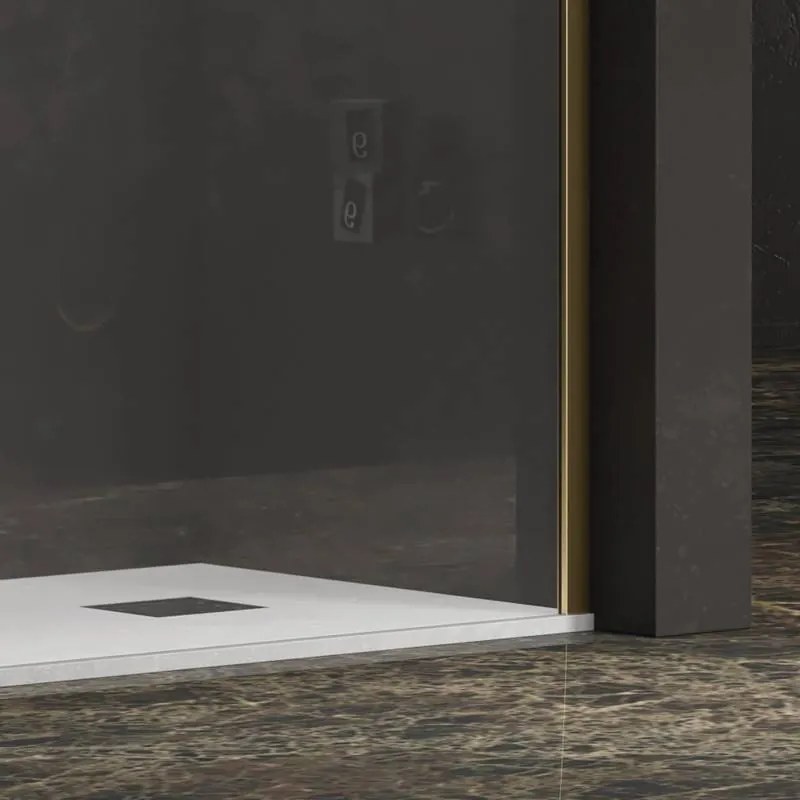 Kamalu - Walkin doccia 90 cm con profilo finitura oro satinato | KW-100G