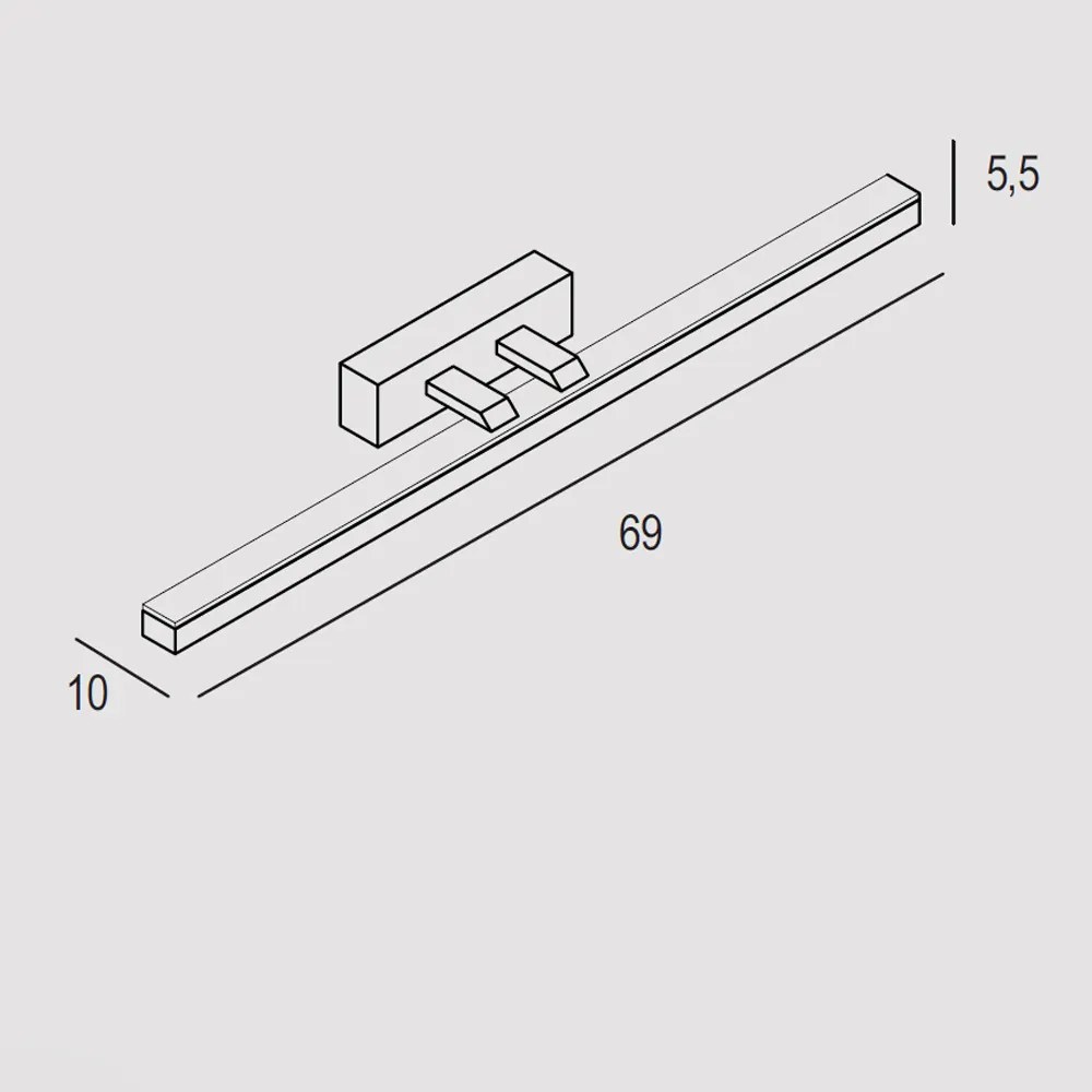 Applique Moderna Ruler Metallo Rame Opaco Led 24W