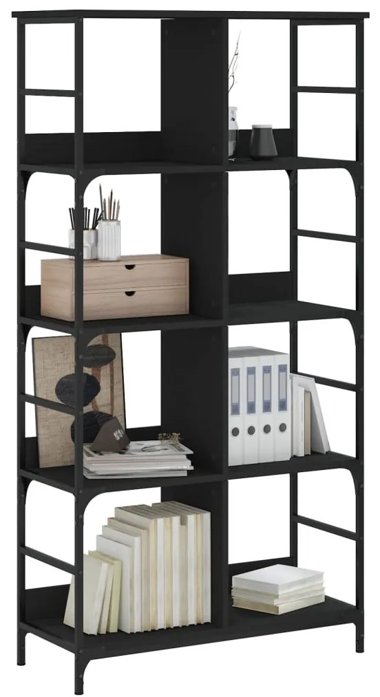 Libreria nera 78,5x33x153 cm in legno multistrato