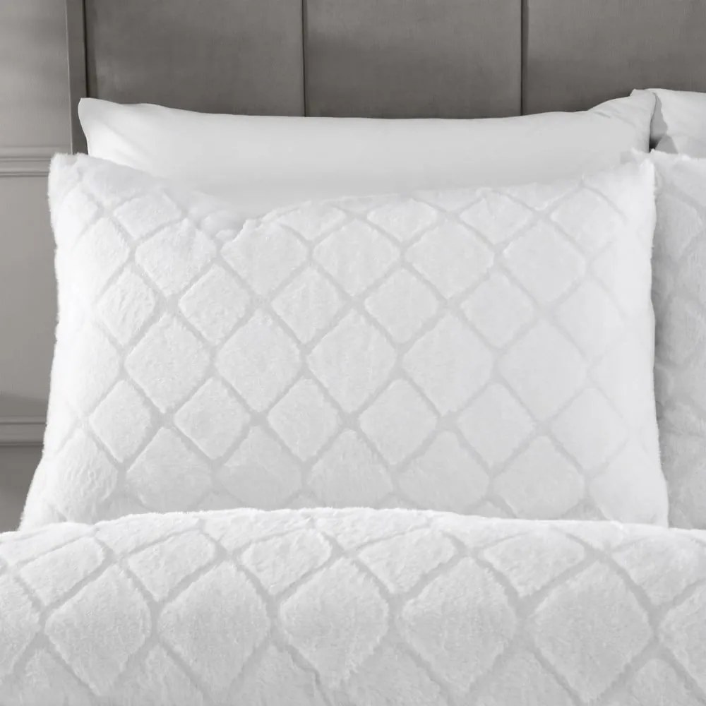 Set copripiumino e federa bianco in micropile per letto matrimoniale e per letto esteso 230x220 cm Cosy Diamond – Catherine Lansfield