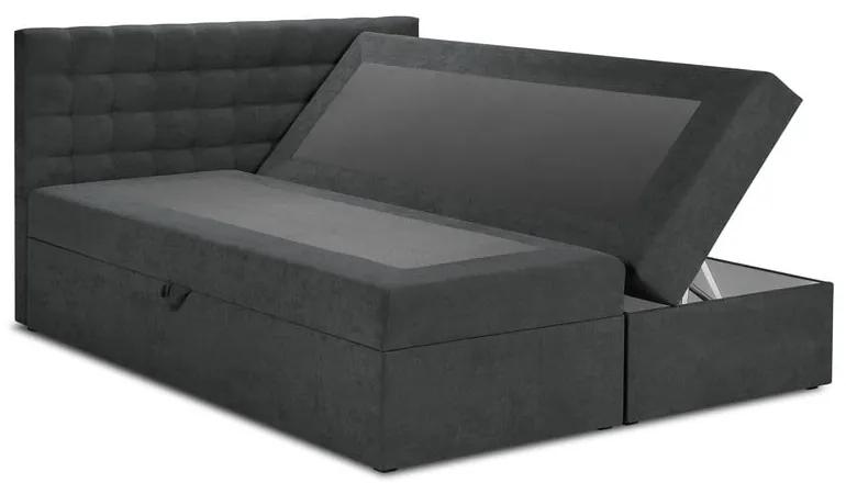 Letto boxspring grigio scuro con contenitore 180x200 cm Jade - Mazzini Beds