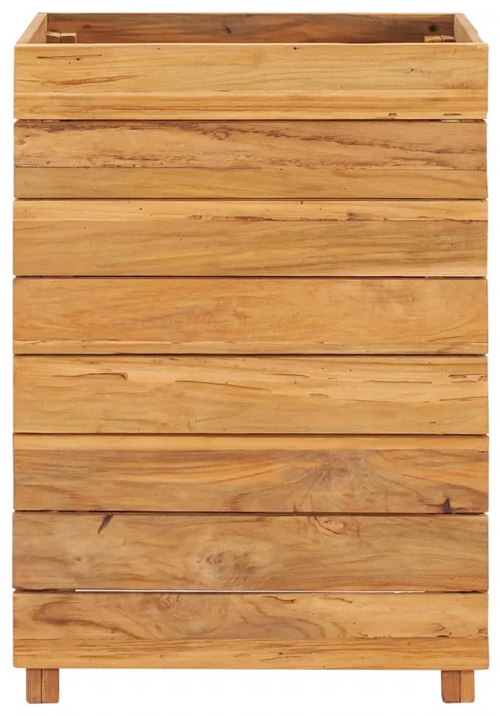 Fioriera 50x40x72 cm in Legno Massello di Teak e Acciaio