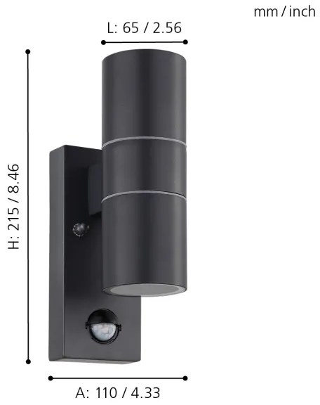 Eglo 32899-LED Applique da esterno con sensore RIGA 5 2xGU10/3W/230V IP44