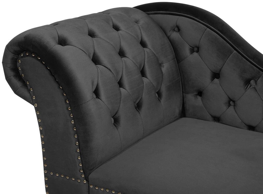 Chaise longue sinistra in velluto nero NIMES Beliani
