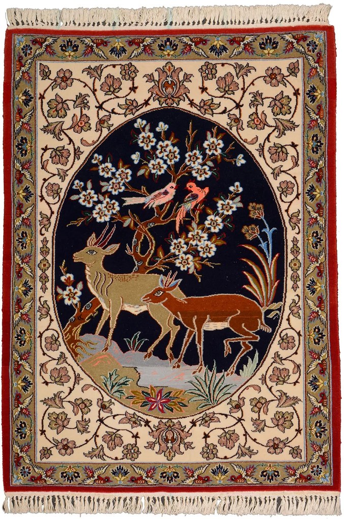 Isfahan Tappeto 100 x 70 Beige (Iran) Annodato A Mano