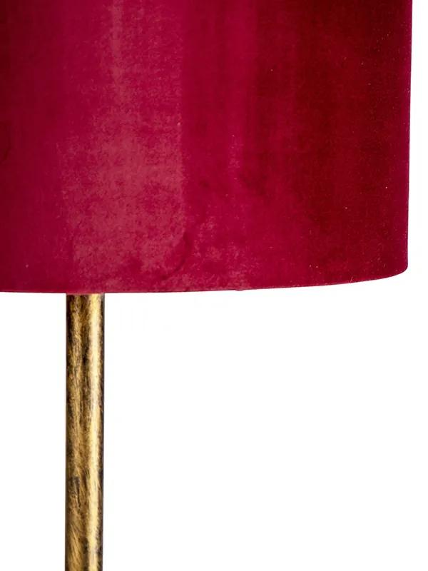 Lampada da terra oro paralume rosso 40 cm - SEMPLO