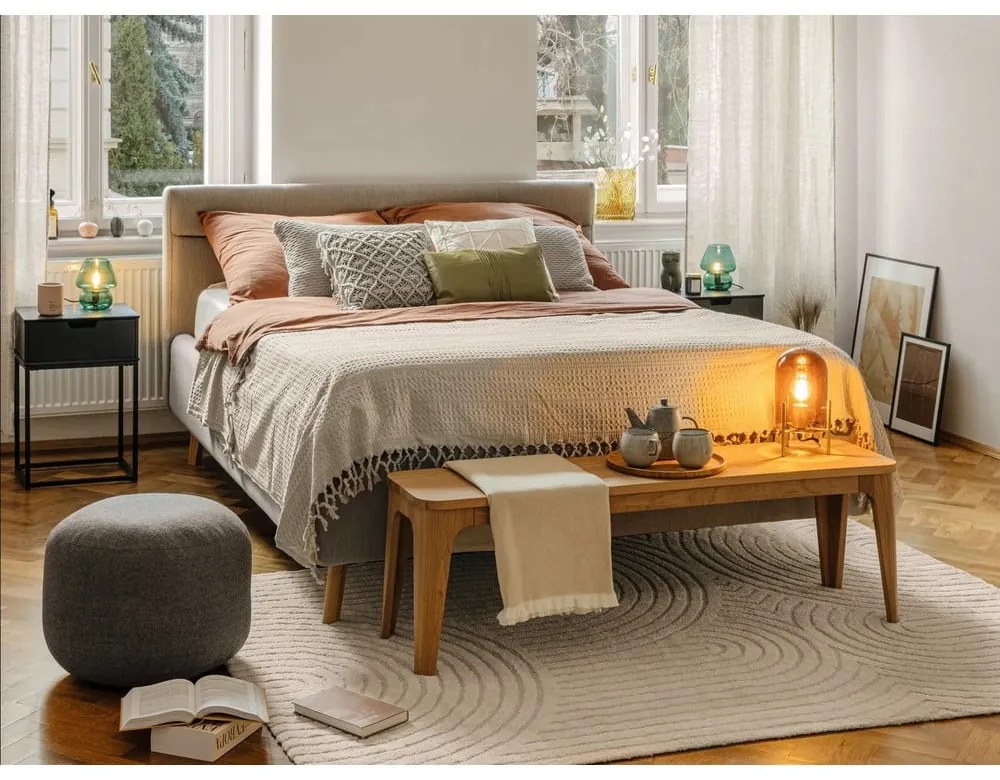 Letto matrimoniale imbottito beige con contenitore con rete inclusa 180x200 cm Lotte – Meise Möbel