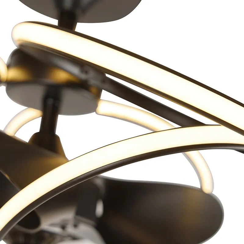 Ventilatore da soffitto di design nero con telecomando incluso LED - Kauv